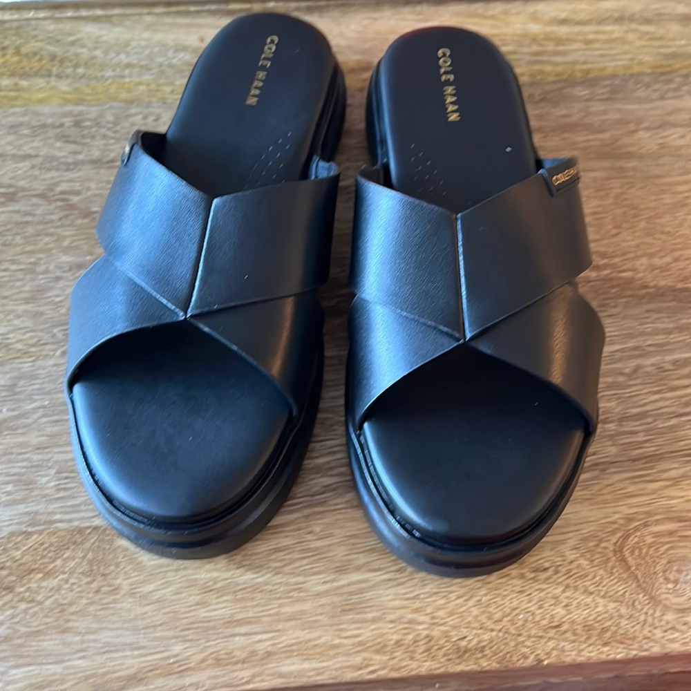 Cole Haan black slip on sandals size 7